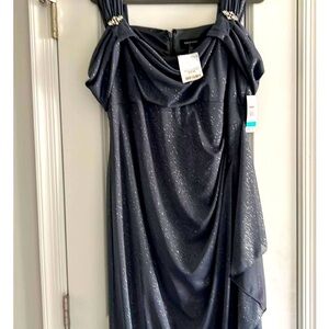Size 16 Charcoal Shimmer Off Shoulder Dress